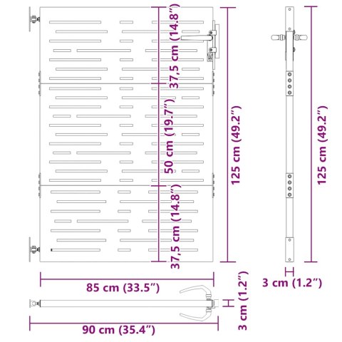 Furtka ogrodowa, 85x75 cm, stal kortenowska, motyw drzewa