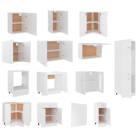 14-cz. zestaw szafek kuchennych, Lyon, biały, płyta wiórowa