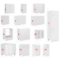 14-cz. zestaw szafek kuchennych, Lyon, biały, płyta wiórowa