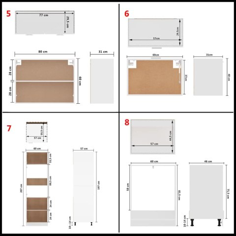 14-cz. zestaw szafek kuchennych, Lyon, biały, płyta wiórowa