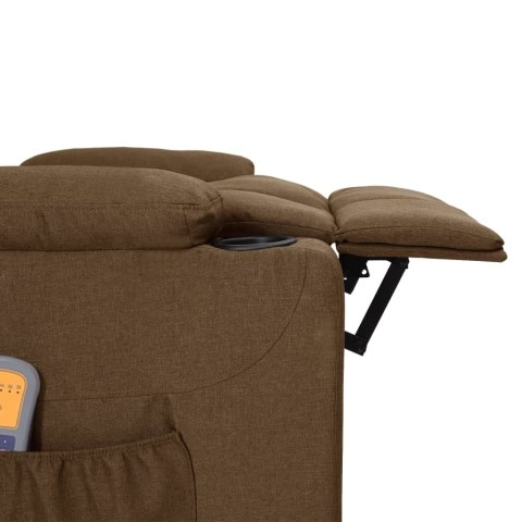 VidaXL Elektryczny fotel masujący, brązowy, obity tkaniną