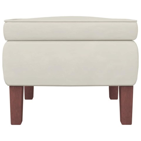 Fotel bujany z uszak, kremowy aksamit i lite drewno