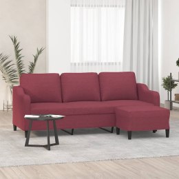 3-osobowa sofa z podnóżkiem winna czerwień 180 cm, tkaniną
