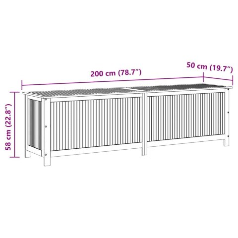 Skrzynia ogrodowa, 200 x 50 x 58 cm, lite drewno akacjowe