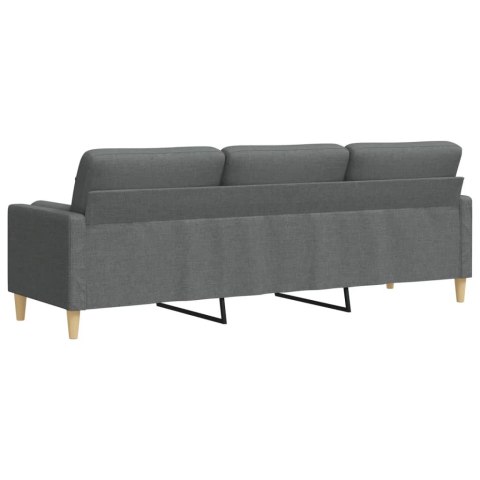 3-osobowa sofa z poduszkami, ciemnoszara, 210 cm, obita tkaniną