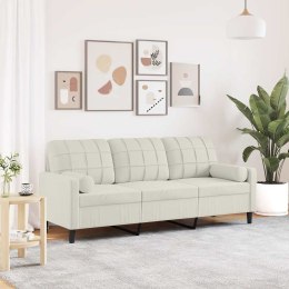 3-osobowa sofa z poduszkami, kremowa, 180 cm, aksamit