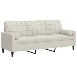 3-osobowa sofa z poduszkami, kremowa, 180 cm, aksamit
