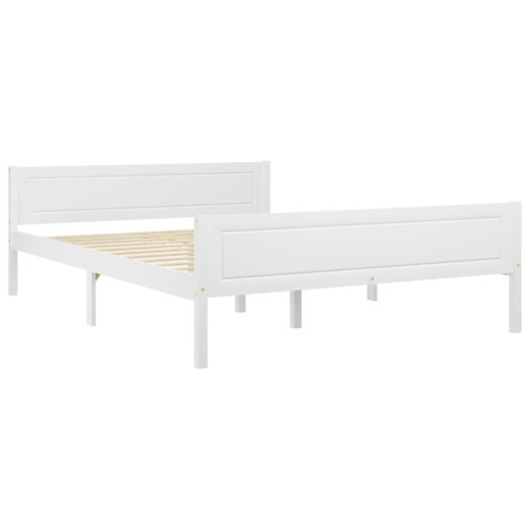 Rama łóżka z litego drewna sosnowego, biała, 160 x 200 cm Rama łóżka z litego drewna sosnowego, biała, 160 x 200 cm
