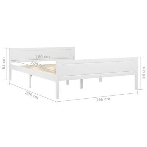Rama łóżka z litego drewna sosnowego, biała, 160 x 200 cm Rama łóżka z litego drewna sosnowego, biała, 160 x 200 cm