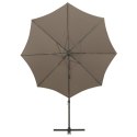 Wiszący parasol z lampkami LED i słupkiem, kolor taupe, 300 cm