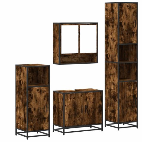 4-częściowy zestaw mebli łazienkowych, przydymiony dąb