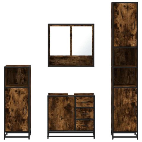 4-częściowy zestaw mebli łazienkowych, przydymiony dąb