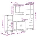 4-częściowy zestaw mebli łazienkowych, szary dąb sonoma