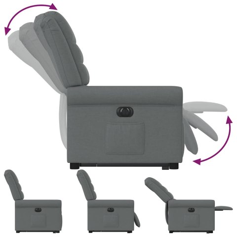 Podnoszony fotel masujący, elektryczny, rozkładany, ciemnoszary