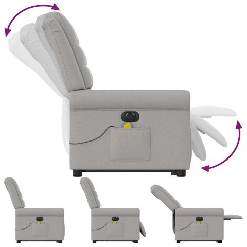 Podnoszony fotel masujący, elektryczny, rozkładany, szary