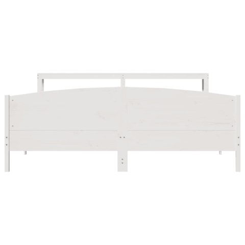 Łóżko bez materaca, białe, 200x200 cm, lite drewno sosnowe