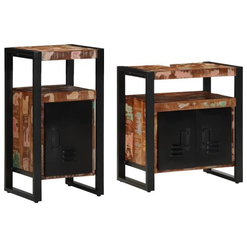 Zestaw mebli łazienkowych 2 pcs Brązowy lite drewno z odzysku