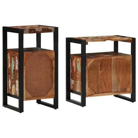 Zestaw mebli łazienkowych 2 pcs Brązowy lite drewno z odzysku