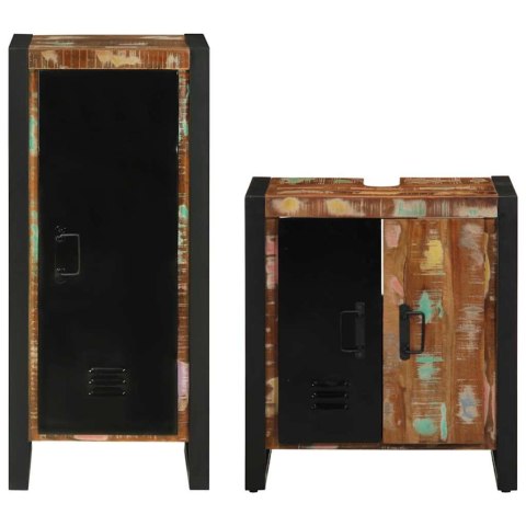 Zestaw mebli łazienkowych z półką 2 pcs lite drewno z odzysku