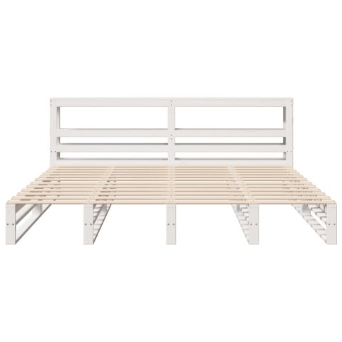 Łóżko bez materaca, białe, 200x200 cm, lite drewno sosnowe