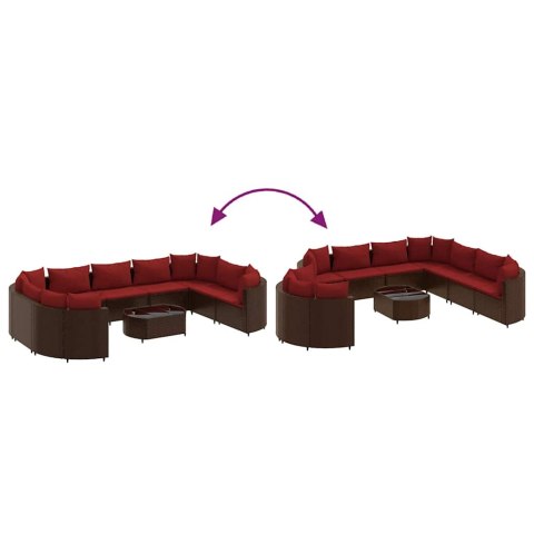 10-cz. zestaw mebli ogrodowych z poduszkami, brązowy polirattan