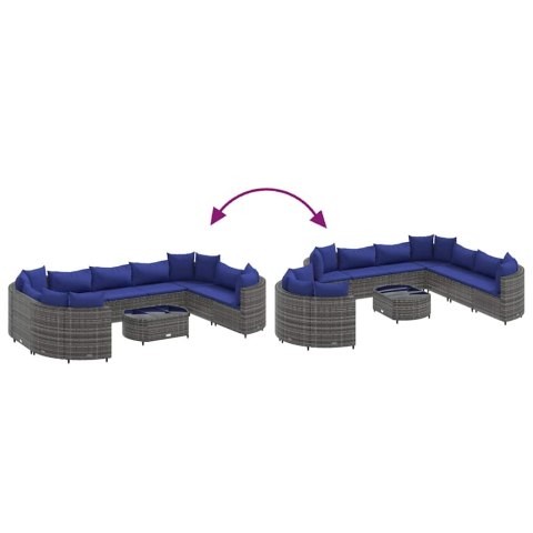 10-cz. zestaw wypoczynkowy do ogrodu, z poduszkami, szary