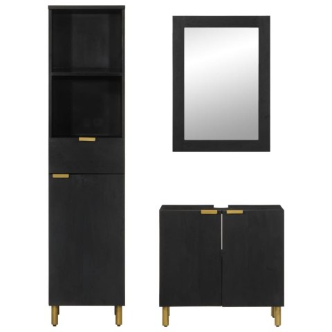 3-cz zestaw mebli łazienkowych, czarny, materiał drewnopochodny