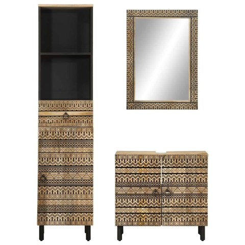 3-cz. zestaw mebli łazienkowych, lite drewno mango