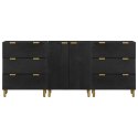 3-częściowa komoda, czarna, materiał drewnopochodny