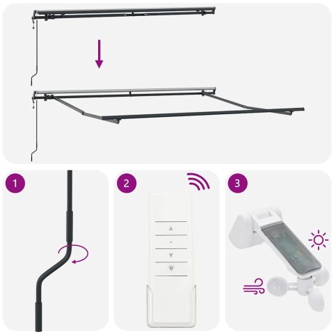 Automatycznie zwijana markiza, burgundowa, 300x250 cm