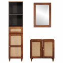 VidaXL Szafka Łazienkowa z półką 3 pcs Brązowy i czarny Drewno z mango