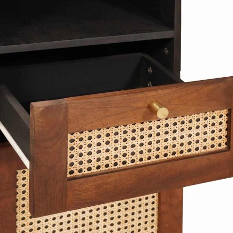 VidaXL Szafka Łazienkowa z półką 4 pcs Brązowy i czarny Drewno z mango