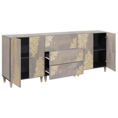 Zestaw Szafek Łazienkowych 3 pcs Szary i złoto 180 x 33 x 75 cm