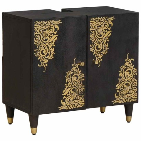 Zestaw Szafek Łazienkowych 4 pcs Czarny Drewno z mango