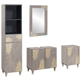 VidaXL Zestaw Szafek Łazienkowych Z lustrem 4 pcs Szary Drewno z mango