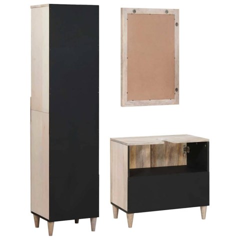 Zestaw mebli łazienkowych 3 pcs Biały lite drewno mango