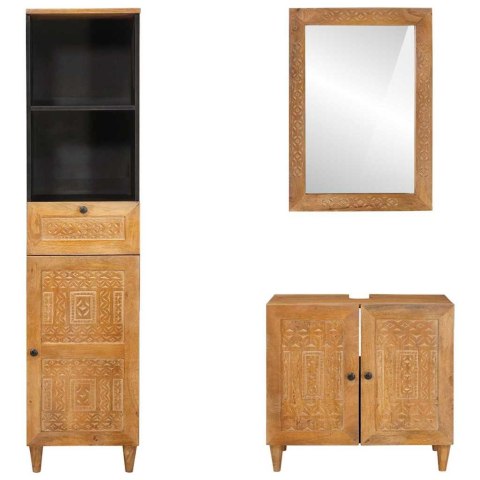 Zestaw mebli łazienkowych 3 pcs Brązowy lite drewno mango