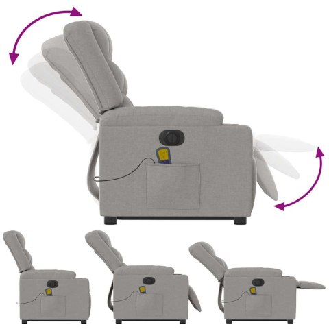 Podnoszony fotel masujący, elektryczny, rozkładany, szary