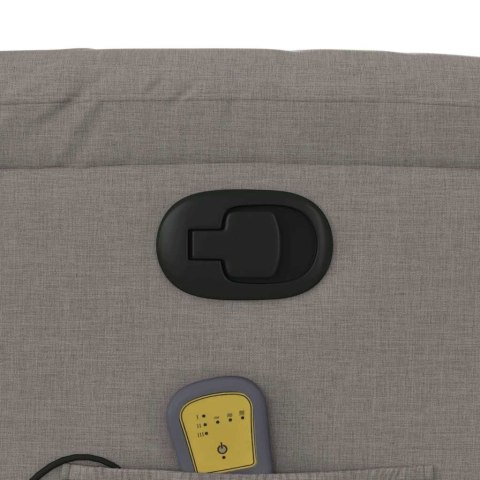 Podnoszony fotel masujący, rozkładany, kolor taupe, tkanina