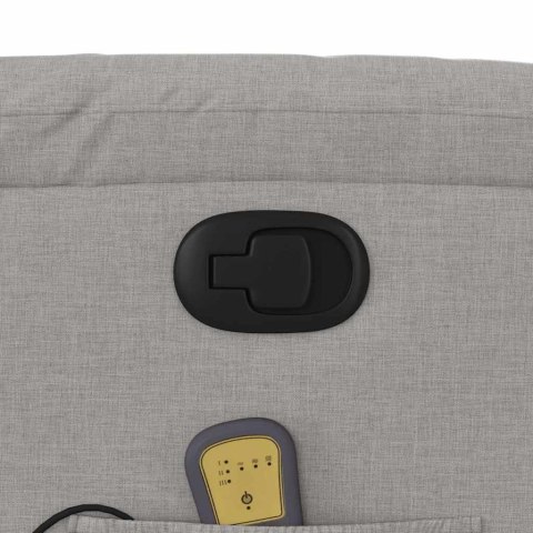 Podnoszony fotel masujący, rozkładany, szary, tkanina