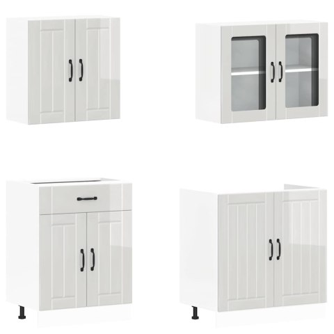 Zestaw szafek kuchennych 4 -częściowy, Lucca, biały o wysokim połysku