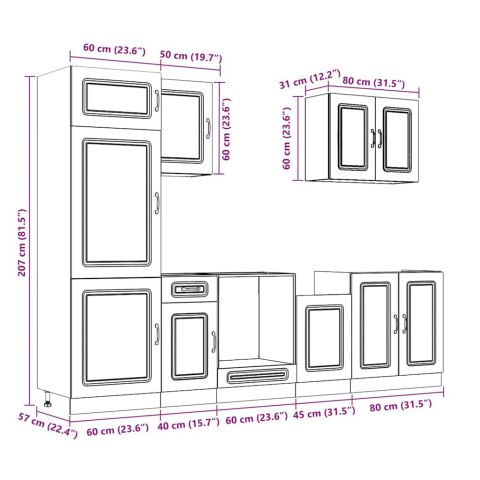 Zestaw szafek kuchennych, Kalmar, 7-częściowy, biała
