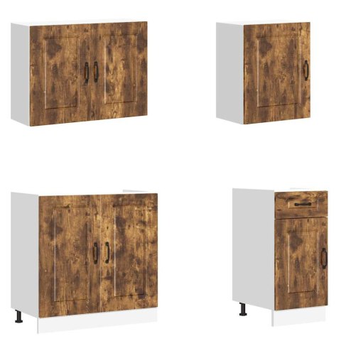 Zestaw szafek kuchennych, Kalmar, 7-częściowy, przydymiony dąb