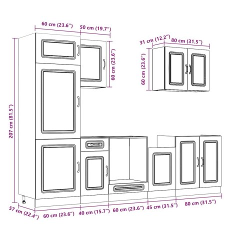 Zestaw szafek kuchennych Kalmar 7-częściowy szary dąb sonoma
