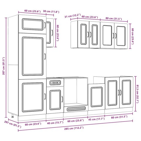 Zestaw szafek kuchennych, Kalmar, 8-częściowy, biała