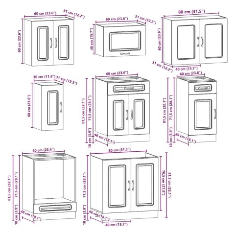 Zestaw szafek kuchennych, Kalmar, 8-częściowy, biała