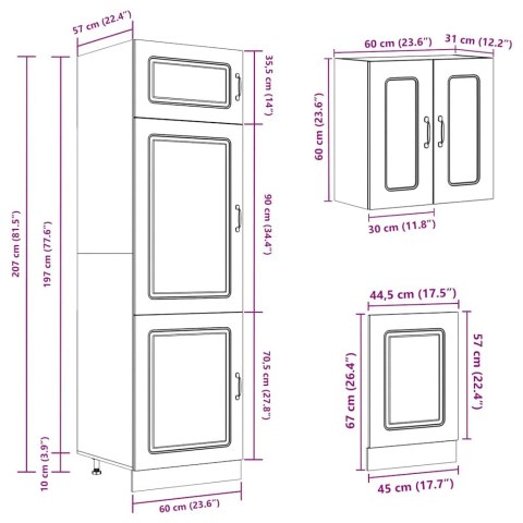 Zestaw szafek kuchennych, Kalmar, 8-częściowy, dąb sonoma