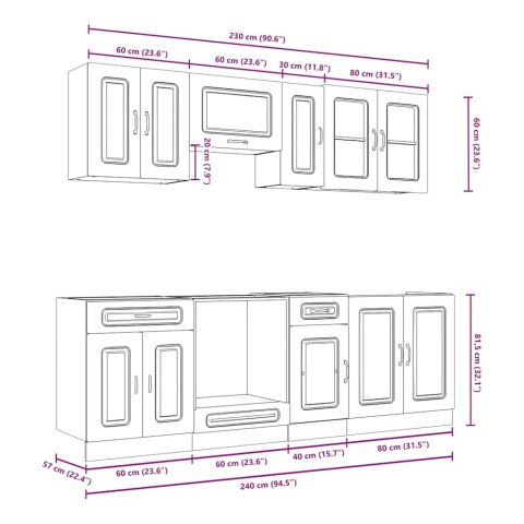 Zestaw szafek kuchennych Kalmar 8-częściowy szary dąb sonoma