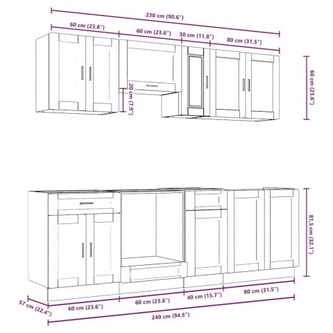 Zestaw szafek kuchennych, Porto, 8-częściowy, biała