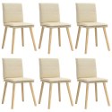 Krzesła stołowe, 6 szt., kremowe, tapicerowane tkaniną